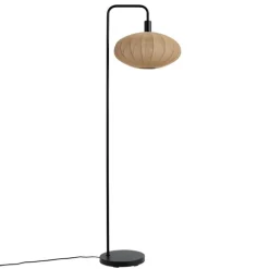 QAZQA Schlafzimmerlampen|Esszimmerlampen*Japandi Stehleuchte schwarz mit braunem Stoffschirm - Bida