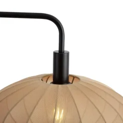 QAZQA Schlafzimmerlampen|Esszimmerlampen*Japandi Stehleuchte schwarz mit braunem Stoffschirm - Bida