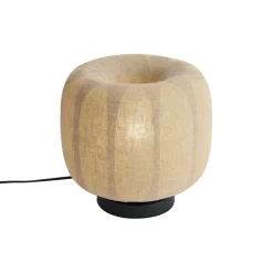 QAZQA Tischlampen|Wohnzimmerlampen*Japandi Tischleuchte schwarz mit beigem Leinenschirm 27cm - Nami