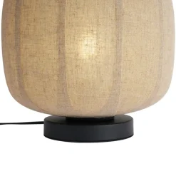 QAZQA Tischlampen|Wohnzimmerlampen*Japandi Tischleuchte schwarz mit beigem Leinenschirm 27cm - Nami