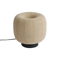 QAZQA Tischlampen|Wohnzimmerlampen*Japandi Tischleuchte schwarz mit beigem Leinenschirm 27cm - Nami