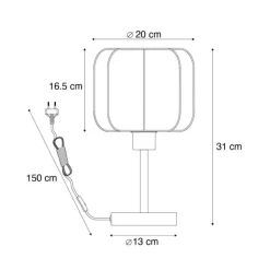 Trio Leuchten Tischlampen|Wohnzimmerlampen*Japandi Tischleuchte Schwarz mit Weiß - Madleine