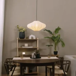 QAZQA Schlafzimmerlampen|Küchenlampen*Japandi-Hängelampe Beige mit Stoffschirm 50cm - Plu