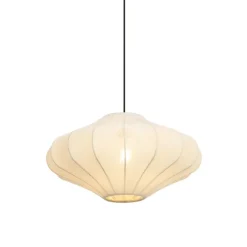 QAZQA Schlafzimmerlampen|Küchenlampen*Japandi-Hängelampe Beige mit Stoffschirm 50cm - Plu