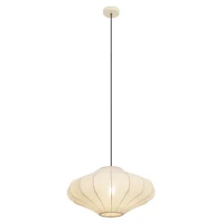 QAZQA Schlafzimmerlampen|Küchenlampen*Japandi-Hängelampe Beige mit Stoffschirm 50cm - Plu