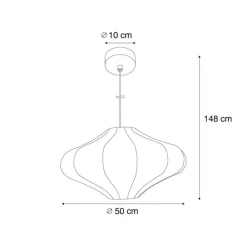 QAZQA Schlafzimmerlampen|Küchenlampen*Japandi-Hängelampe Beige mit Stoffschirm 50cm - Plu
