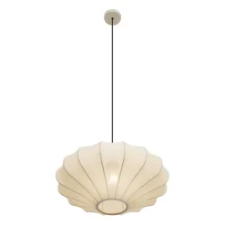 QAZQA Schlafzimmerlampen|Küchenlampen*Japandi-Hängelampe Beige mit Stoffschirm 50cm - Plu