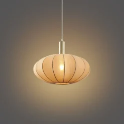 QAZQA Schlafzimmerlampen|Küchenlampen*Japandi-Hängelampe Beige mit Stoffschirm - Bida