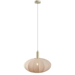 QAZQA Schlafzimmerlampen|Küchenlampen*Japandi-Hängelampe Beige mit Stoffschirm - Bida