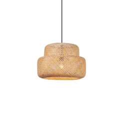 QAZQA Schlafzimmerlampen|Küchenlampen*Japandi-Pendelleuchte Schwarz mit Bambus - Kea