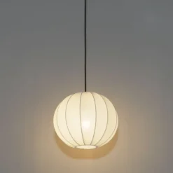 Kinder QAZQA Kinderzimmerlampen|Pendelleuchten*Japandi-Pendelleuchte Weiß Seide 30cm - Plu