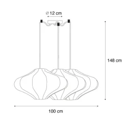 Kinder QAZQA Kinderzimmerlampen|Pendelleuchten*Japandi-Pendelleuchte weiß 50 cm 3-flammig - Plu