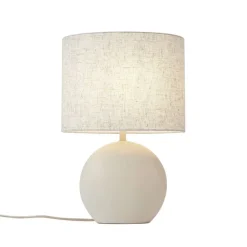QAZQA Tischlampen|Wohnzimmerlampen*Japandi-Tischleuchte Beige mit Leinenschirm - Timo