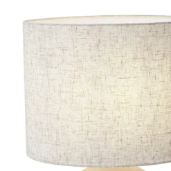 QAZQA Tischlampen|Wohnzimmerlampen*Japandi-Tischleuchte Beige mit Leinenschirm - Timo