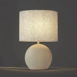 QAZQA Tischlampen|Wohnzimmerlampen*Japandi-Tischleuchte Beige mit Leinenschirm - Timo