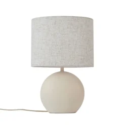 QAZQA Tischlampen|Wohnzimmerlampen*Japandi-Tischleuchte Beige mit Leinenschirm - Timo