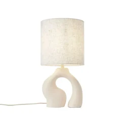 QAZQA Schlafzimmerlampen|Wohnzimmerlampen*Japandi-Tischleuchte Beige mit Leinenschirm - Dahlia