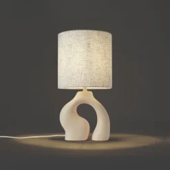 QAZQA Schlafzimmerlampen|Wohnzimmerlampen*Japandi-Tischleuchte Beige mit Leinenschirm - Dahlia