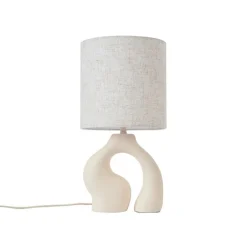 QAZQA Schlafzimmerlampen|Wohnzimmerlampen*Japandi-Tischleuchte Beige mit Leinenschirm - Dahlia