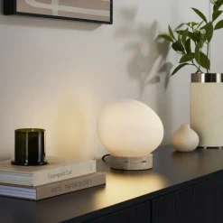 QAZQA Tischlampen|Wohnzimmerlampen*Japandi-Tischleuchte Beige mit Opalglas - Sally