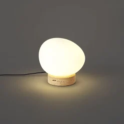 QAZQA Tischlampen|Wohnzimmerlampen*Japandi-Tischleuchte Beige mit Opalglas - Sally