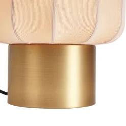 QAZQA Tischlampen|Wohnzimmerlampen*Japandi-Tischleuchte Gold mit beigem Schirm - Pluni