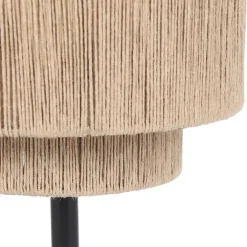 Trio Leuchten Tischlampen|Wohnzimmerlampen*Japandi-Tischleuchte schwarz mit braunem Seil - Smilla