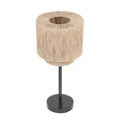 Trio Leuchten Tischlampen|Wohnzimmerlampen*Japandi-Tischleuchte schwarz mit braunem Seil - Smilla