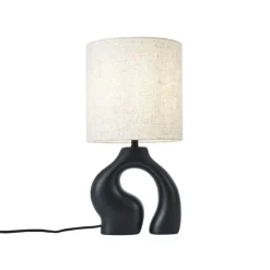 QAZQA Tischlampen|Wohnzimmerlampen*Japandi-Tischleuchte schwarz mit Leinenschirm - Dahlia