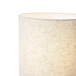 QAZQA Tischlampen|Wohnzimmerlampen*Japandi-Tischleuchte schwarz mit Leinenschirm - Dahlia