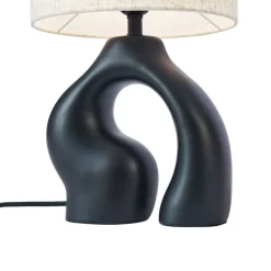 QAZQA Tischlampen|Wohnzimmerlampen*Japandi-Tischleuchte schwarz mit Leinenschirm - Dahlia