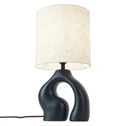 QAZQA Tischlampen|Wohnzimmerlampen*Japandi-Tischleuchte schwarz mit Leinenschirm - Dahlia