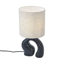 QAZQA Tischlampen|Wohnzimmerlampen*Japandi-Tischleuchte schwarz mit Leinenschirm - Dahlia