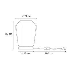 QAZQA Tischlampen|Wohnzimmerlampen*Japandi-Tischleuchte schwarz mit beigefarbenem Leinenschirm 21,5 cm - Nami