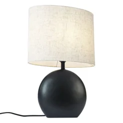 QAZQA Tischlampen|Wohnzimmerlampen*Japandi-Tischleuchte schwarz mit Leinenschirm - Timo
