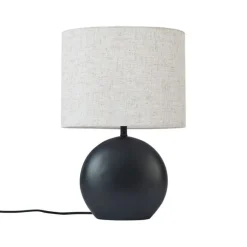 QAZQA Tischlampen|Wohnzimmerlampen*Japandi-Tischleuchte schwarz mit Leinenschirm - Timo