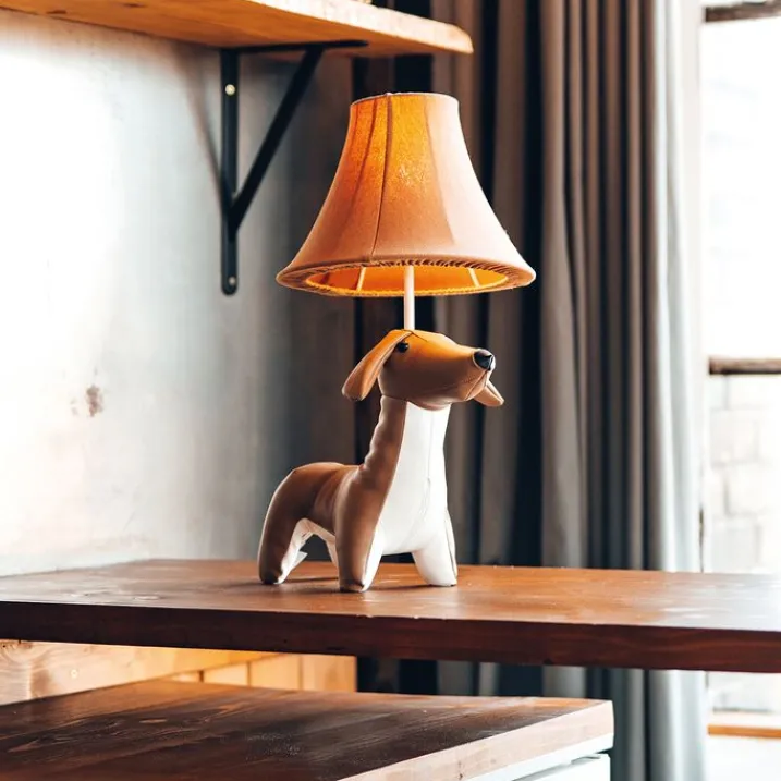 Kinder Happy Lamps Kinderzimmerlampen|Led-Tischleuchten*Kinder Tischleuchte Dackel Braun inkl. LED - Waldi