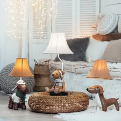 Kinder Happy Lamps Kinderzimmerlampen|Led-Tischleuchten*Kinder Tischleuchte Dackel Braun inkl. LED - Waldi