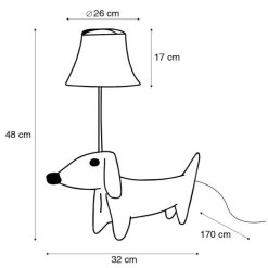 Kinder Happy Lamps Kinderzimmerlampen|Led-Tischleuchten*Kinder Tischleuchte Dackel Braun inkl. LED - Waldi