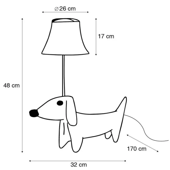 Kinder Happy Lamps Kinderzimmerlampen|Led-Tischleuchten*Kinder Tischleuchte Dackel Braun inkl. LED - Waldi