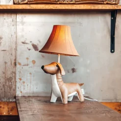 Kinder Happy Lamps Kinderzimmerlampen|Led-Tischleuchten*Kinder Tischleuchte Dackel Braun inkl. LED - Waldi