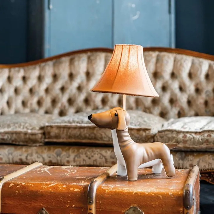 Kinder Happy Lamps Kinderzimmerlampen|Led-Tischleuchten*Kinder Tischleuchte Dackel Braun inkl. LED - Waldi