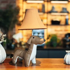 Kinder Happy Lamps Kinderzimmerlampen|Led-Tischleuchten*Kinder Tischleuchte Dackel Braun inkl. LED - Waldi