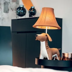 Kinder Happy Lamps Kinderzimmerlampen|Led-Tischleuchten*Kinder Tischleuchte Dackel Braun inkl. LED - Waldi