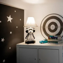 Kinder Happy Lamps Kinderzimmerlampen|Led-Tischleuchten*Kinder Tischleuchte Waschbär Grau inkl. LED - Ben