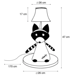 Kinder Happy Lamps Kinderzimmerlampen|Led-Tischleuchten*Kinder Tischleuchte Waschbär Grau inkl. LED - Ben