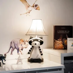 Kinder Happy Lamps Kinderzimmerlampen|Led-Tischleuchten*Kinder Tischleuchte Waschbär Grau inkl. LED - Ben