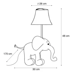 Kinder Happy Lamps Kinderzimmerlampen|Led-Tischleuchten*Kindertischleuchte Elefant grau - Bobby
