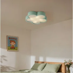 Kinder QAZQA Kinderzimmerlampen|Deckenleuchten*Kinderzimmer-Deckenleuchte Grün mit Weiß - Lucille