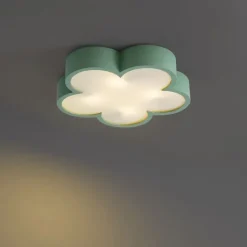 Kinder QAZQA Kinderzimmerlampen|Deckenleuchten*Kinderzimmer-Deckenleuchte Grün mit Weiß - Lucille